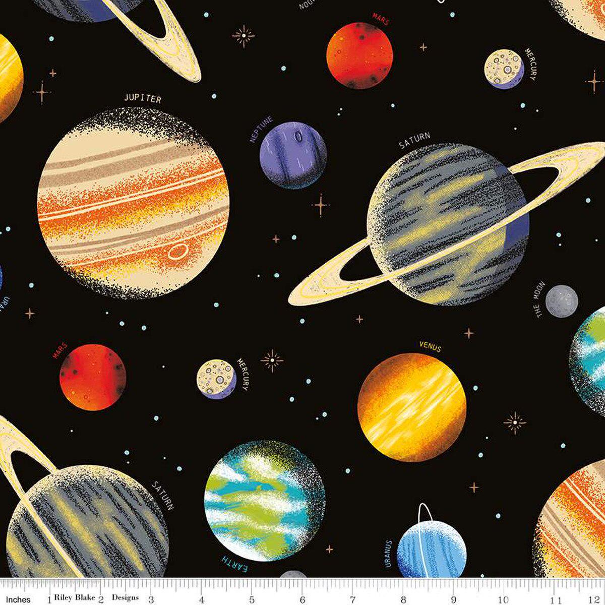 Outer Space by NASA Main Black Cotton Fabric - 1 yard
