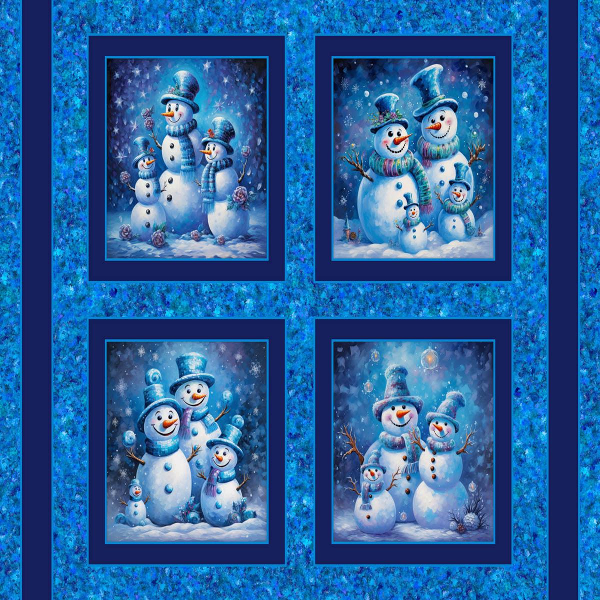 Snowman Smiles Pillow Panel Cotton Fabric - 1 yard