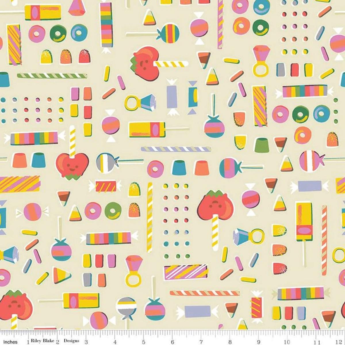 Tiny Treaters Cream Cotton Fabric - 1 yard