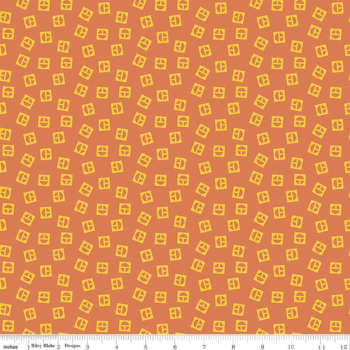 Vintage Caterpillar Vintage Logo Toss Orange Cotton Fabric - 1 yard