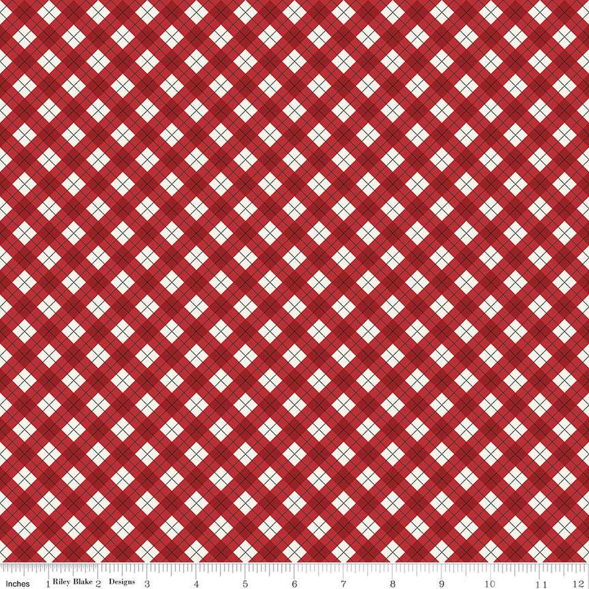 Woodsman Bias Plaid Red Cotton Fabric - 1 yard