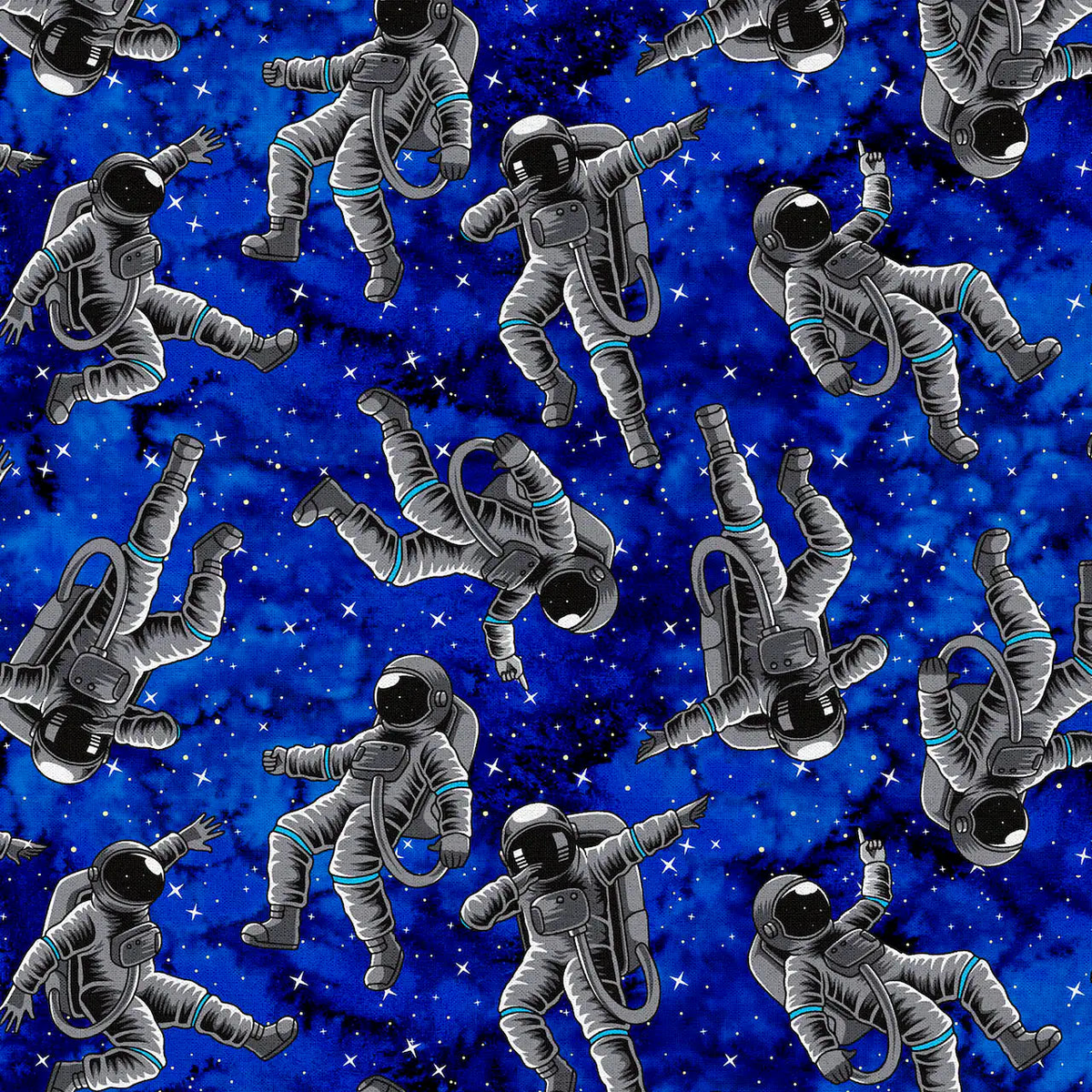 Astronauts Blue Cotton Fabric - 1 Yard