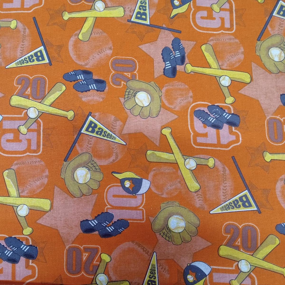 Baseball Short Stop Orange Cotton Fabric