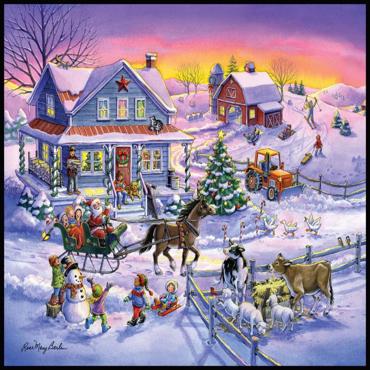 Country Christmas Panel Cotton Fabric - 1 yard