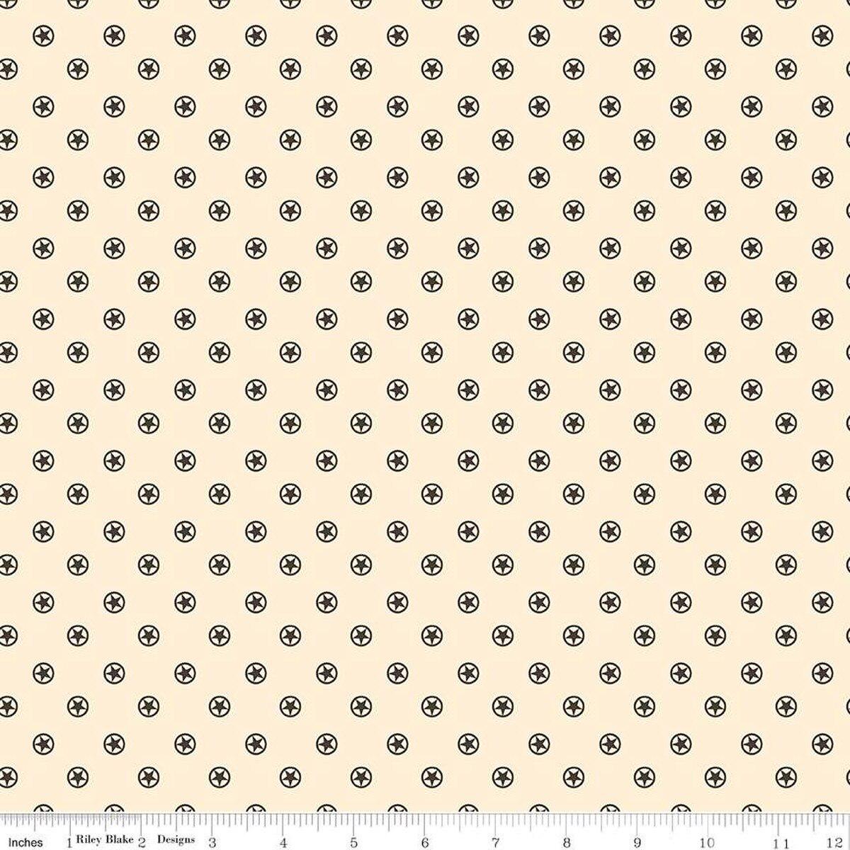 Cowboys Circle Stars Cream Cotton Fabric