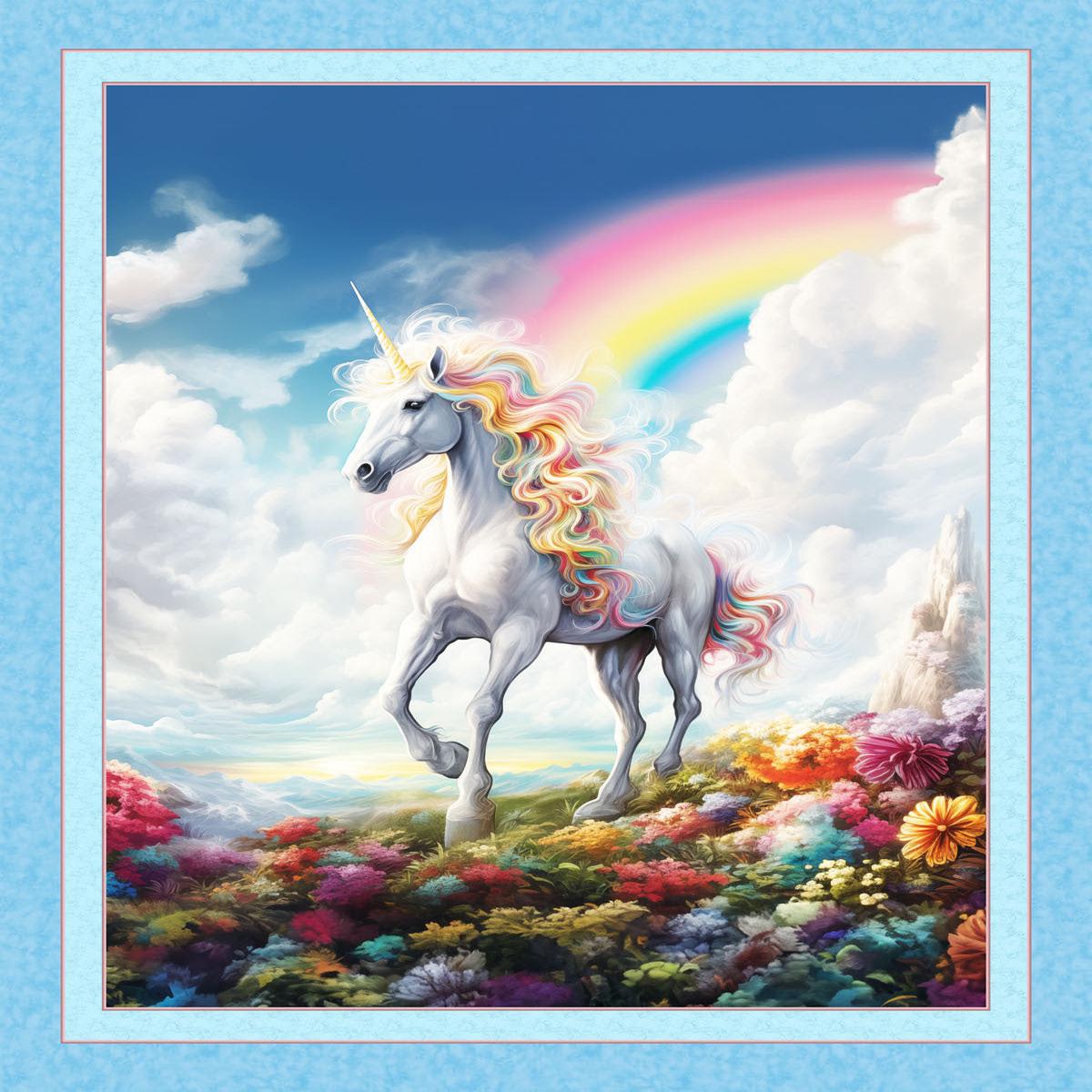 End Of The Rainbow Unicorn Panel Cotton Fabric - 1 Panel