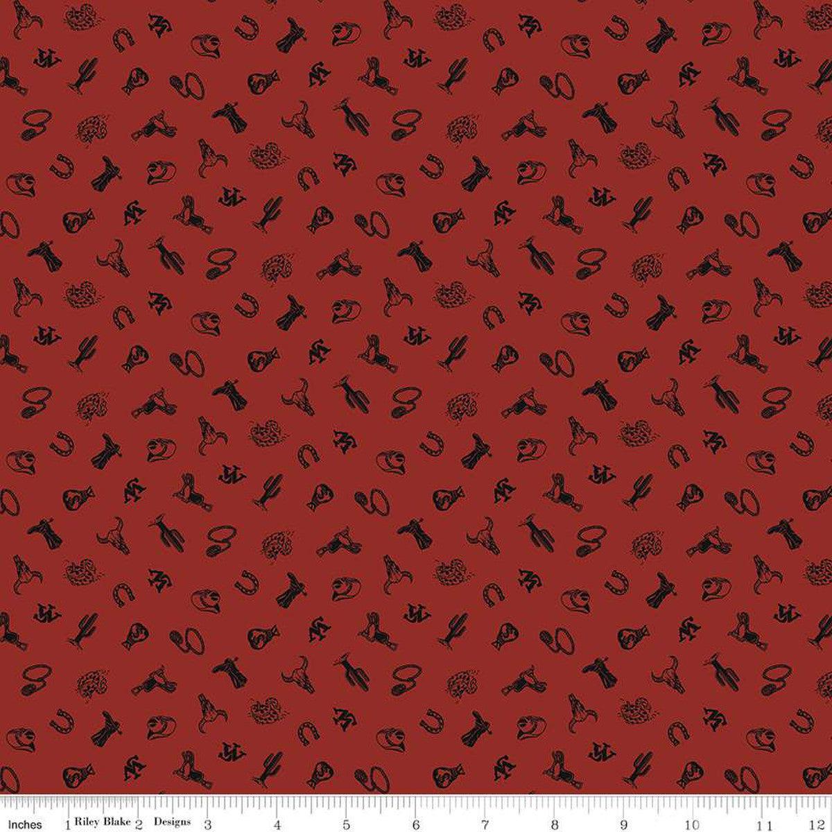 John Wayne Courage Icons Barn Red Cotton Fabric