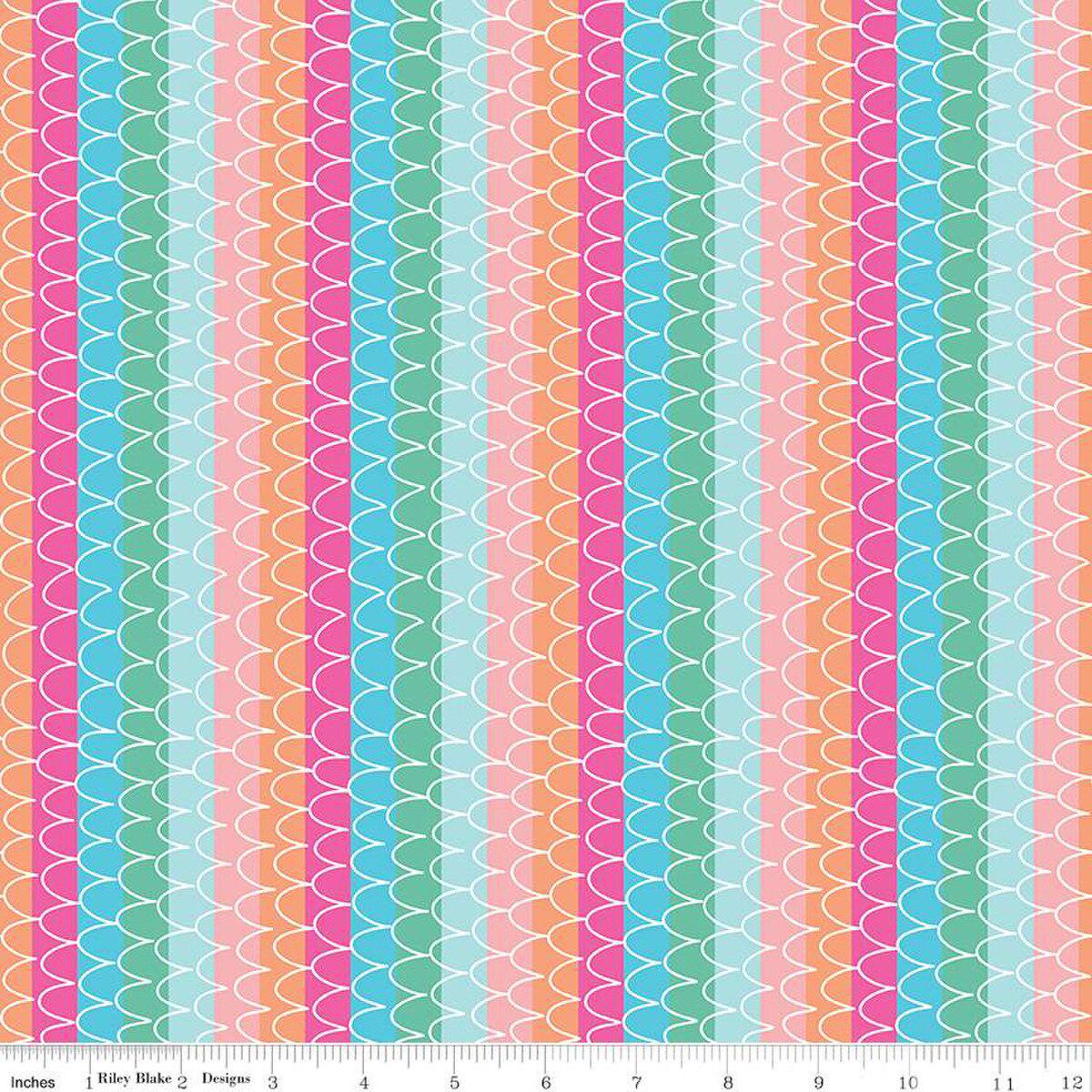 Mer-Mazing Scale Stripes Multi Cotton Fabric - 1 yard