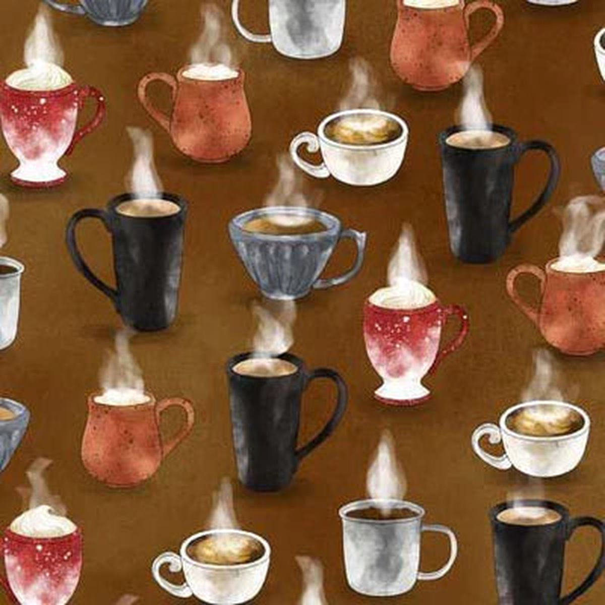 Perfect Blend Steamy Hot Coffee Brown Cotton Fabric - 1 yard