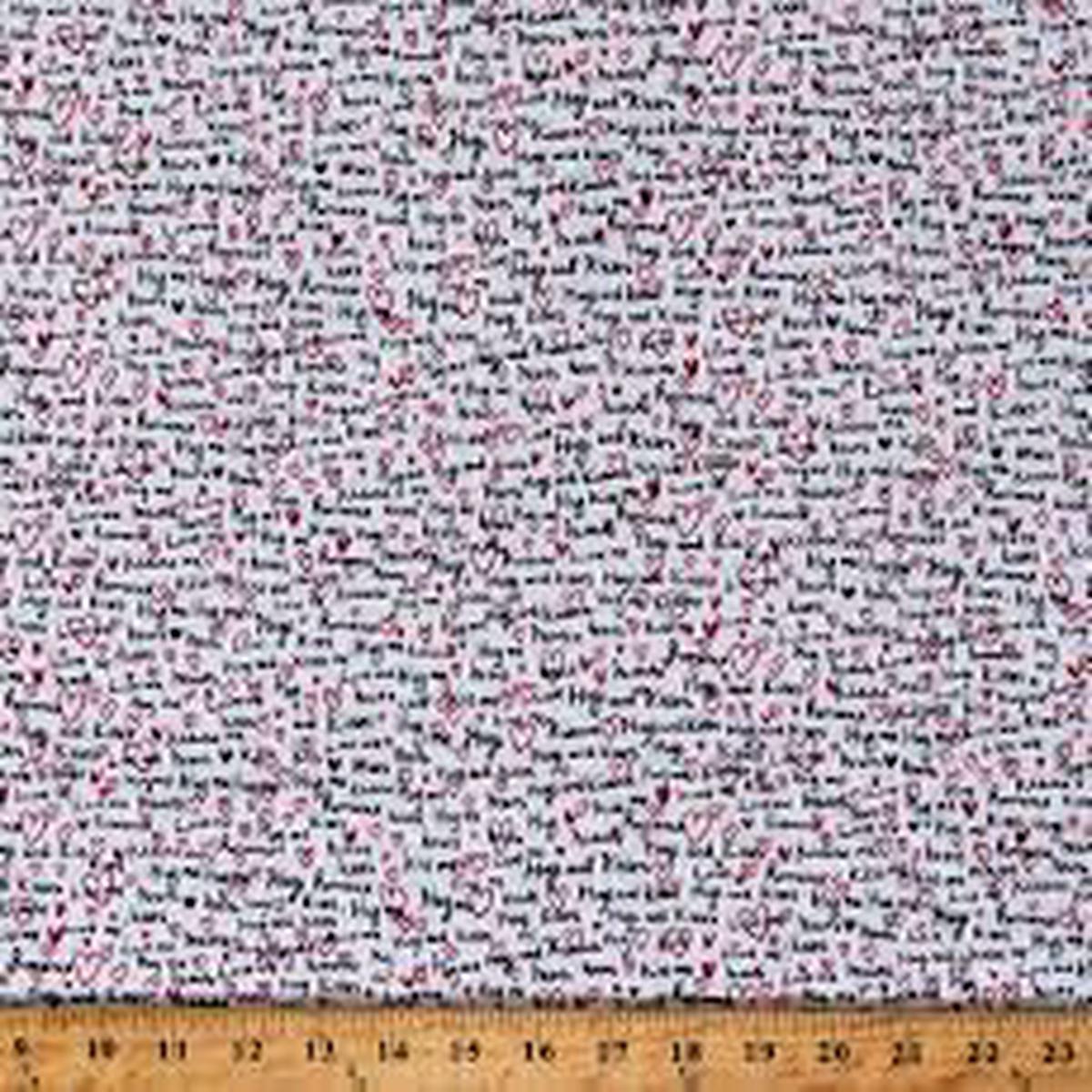 Romance Hugs Valentine White Cotton Fabric