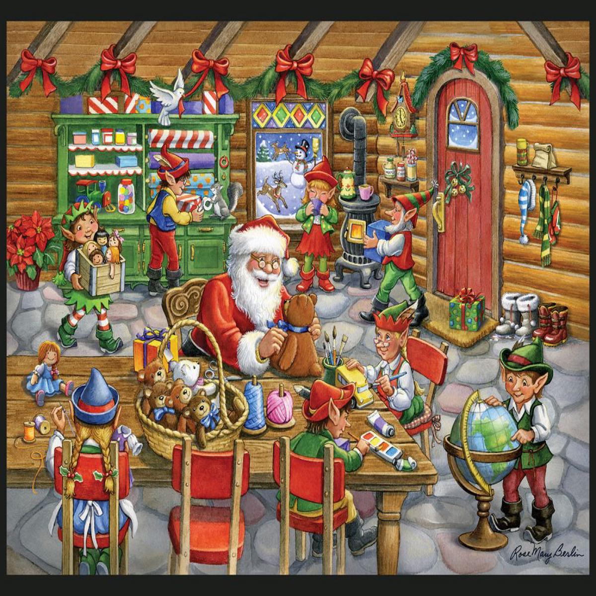 Santa's Toy Shop Panel Cotton Fabric - 1 yard