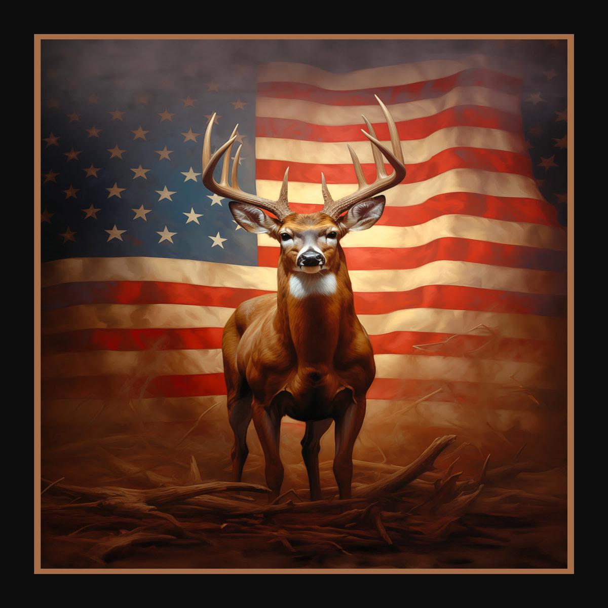 Standing Proud Buck Panel Cotton Fabric - 1 yard