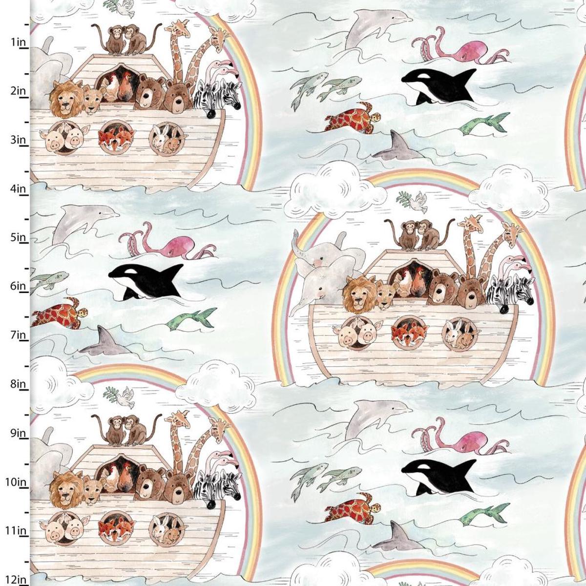 Two by Two Animal Journey Blue Cotton Fabric