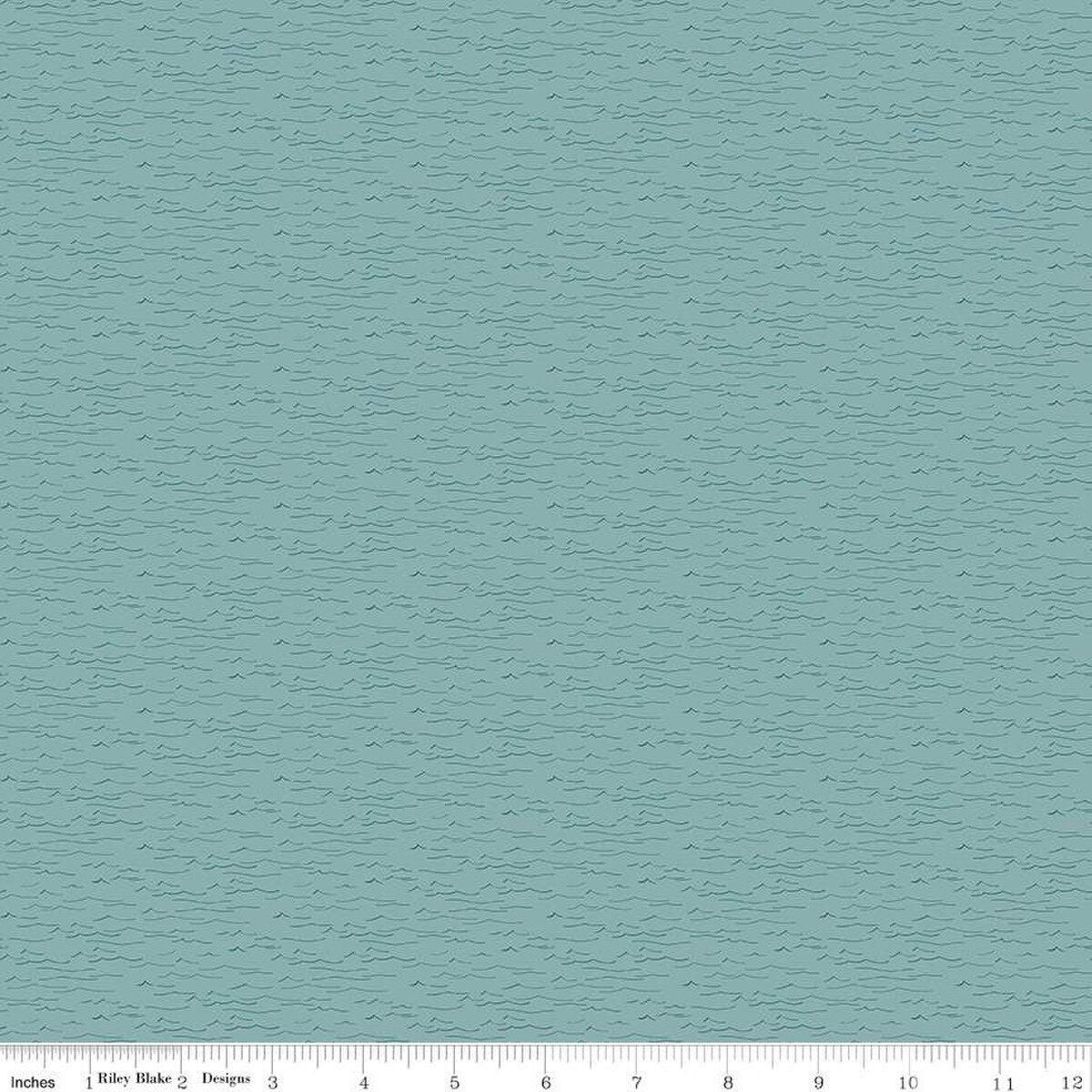 Wake at the Lake Water Teal Cotton Fabric