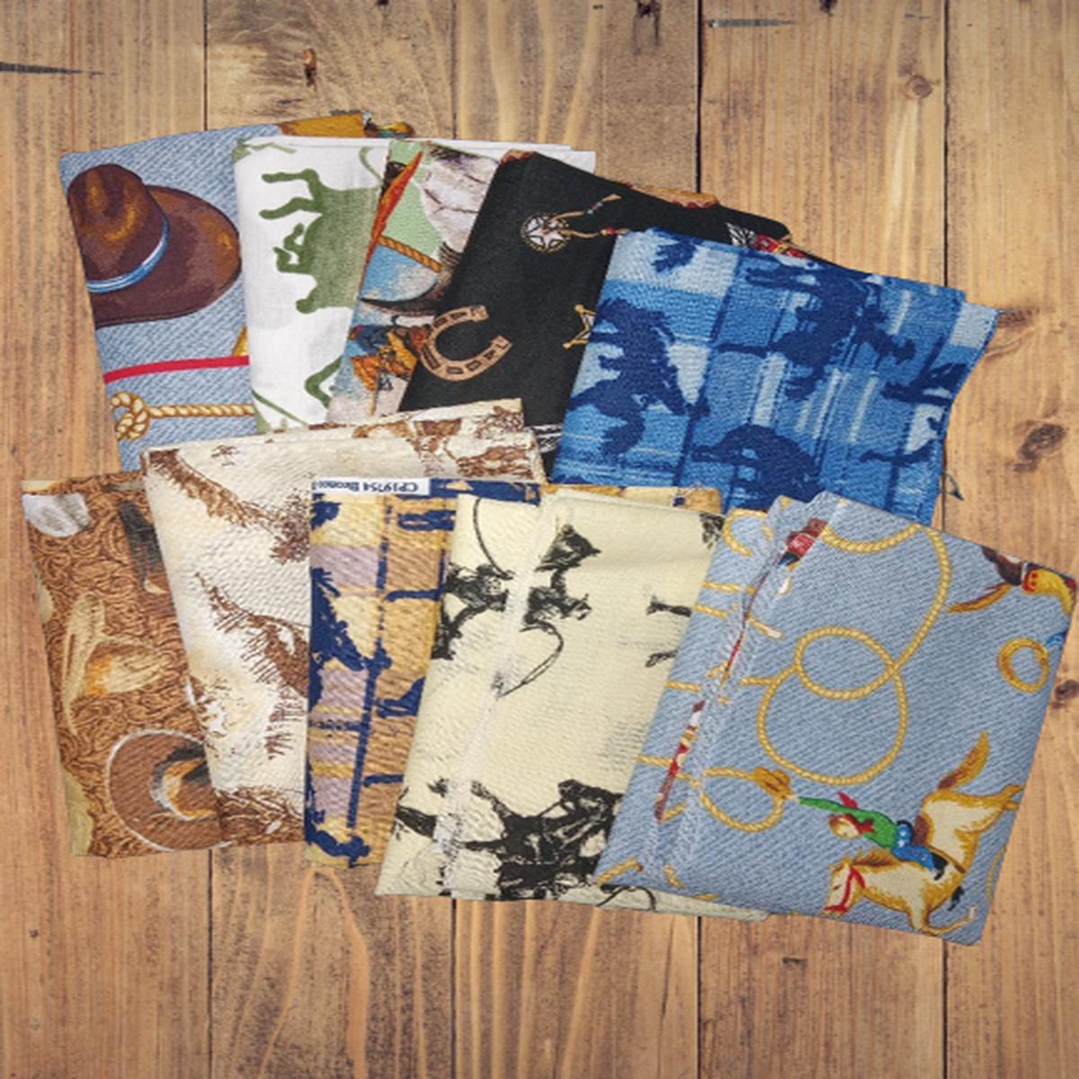 10 Fat Quarters - Assorted Western Cowboy Fat Quarter Bundle Cotton (4 Bundles) - 4 Bundles