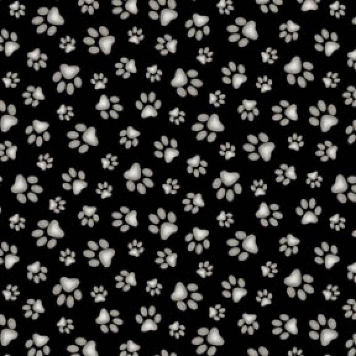Animal Paw Print Black Adorable Pets Collection Elizabeth8217s Studio Cotton Fabric ES-181 Black