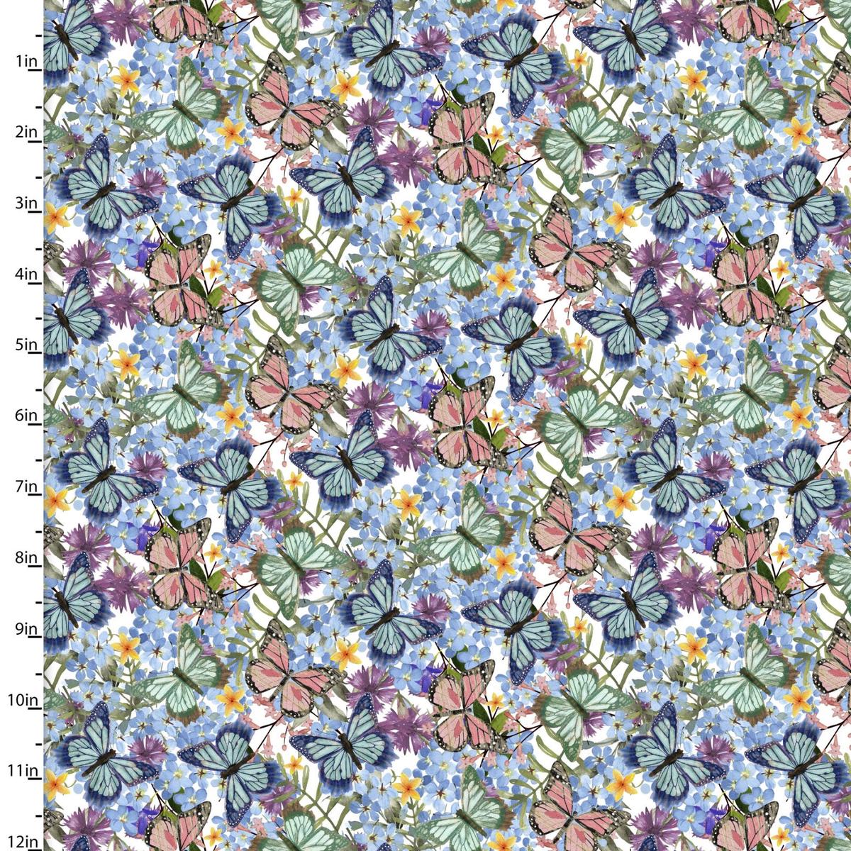 Bunny Kisses & Easter Wishes Butterfly Bouquet Multi Cotton Fabric