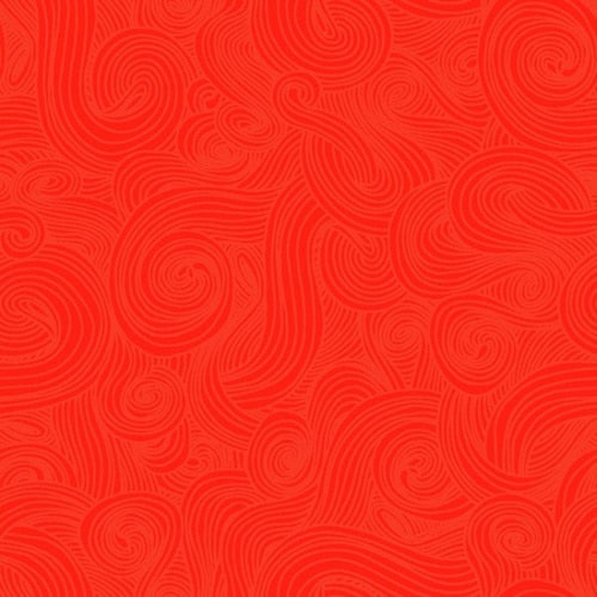 Just Color! Chili Orange Red Swirl Studio E Cotton Fabric SE 1351 Chili