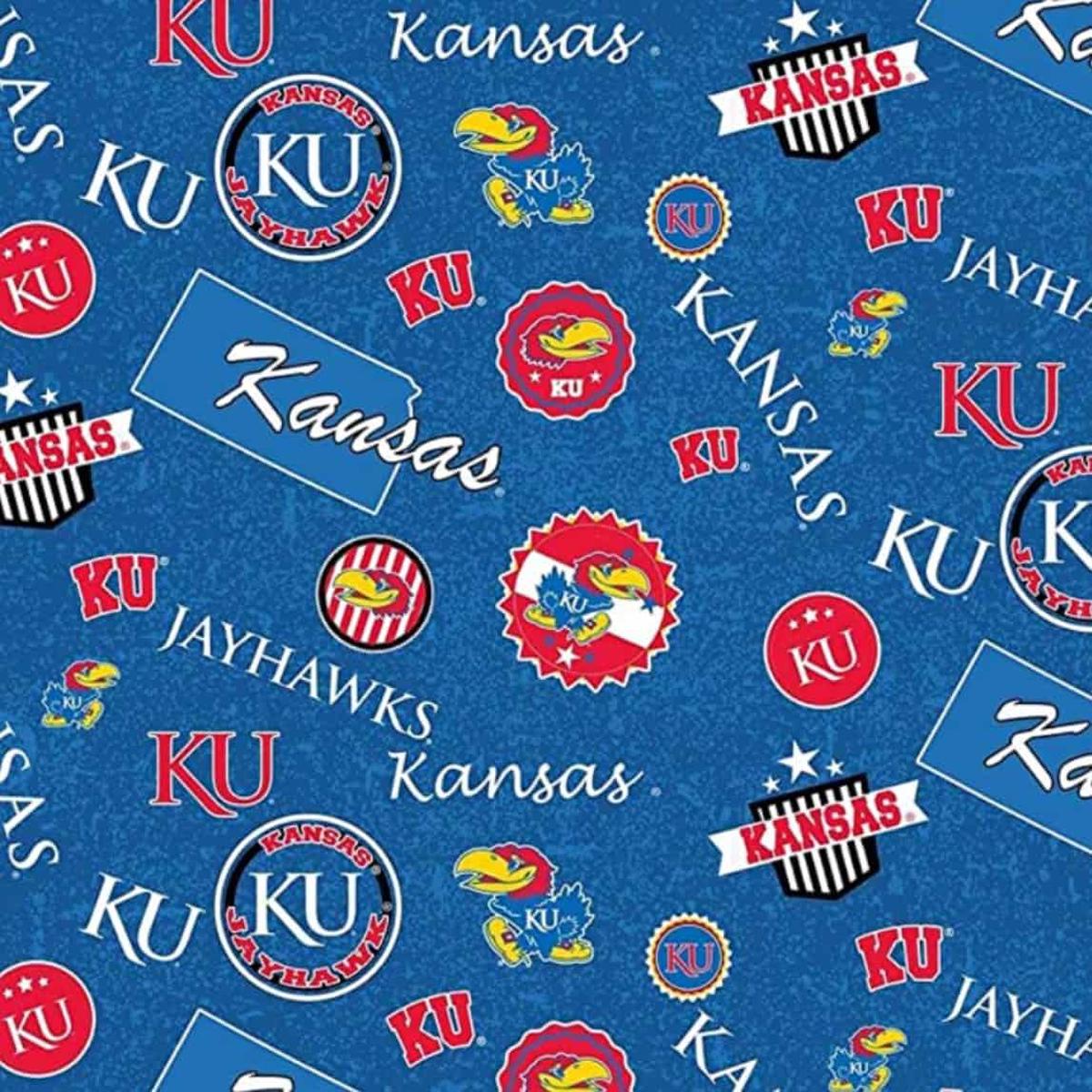 Kansas Jayhawks NCAA College Home State Sykel Cotton Fabric KS-1208