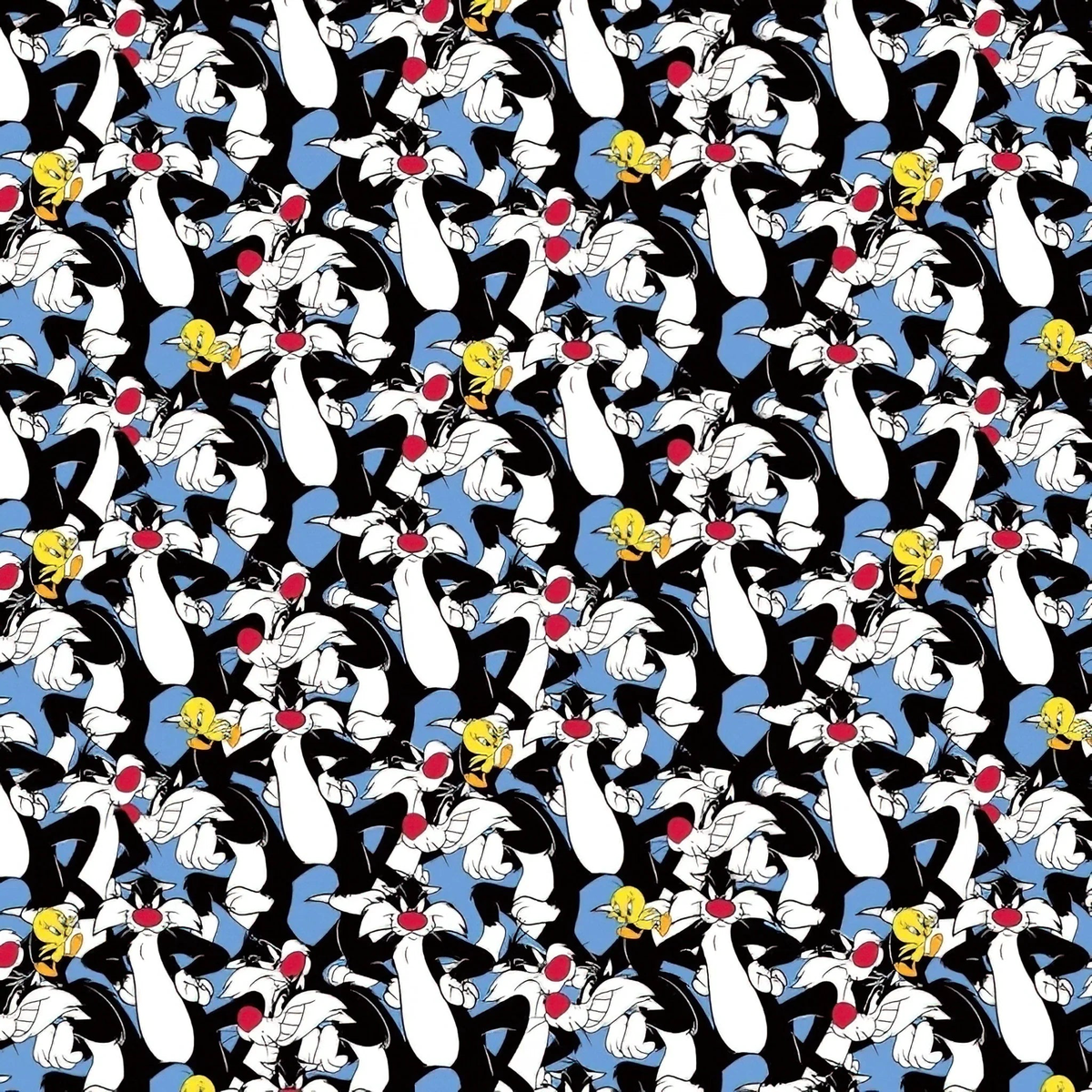 Looney Tunes Sylvester & Tweety Blue Camelot Cotton Fabric 1