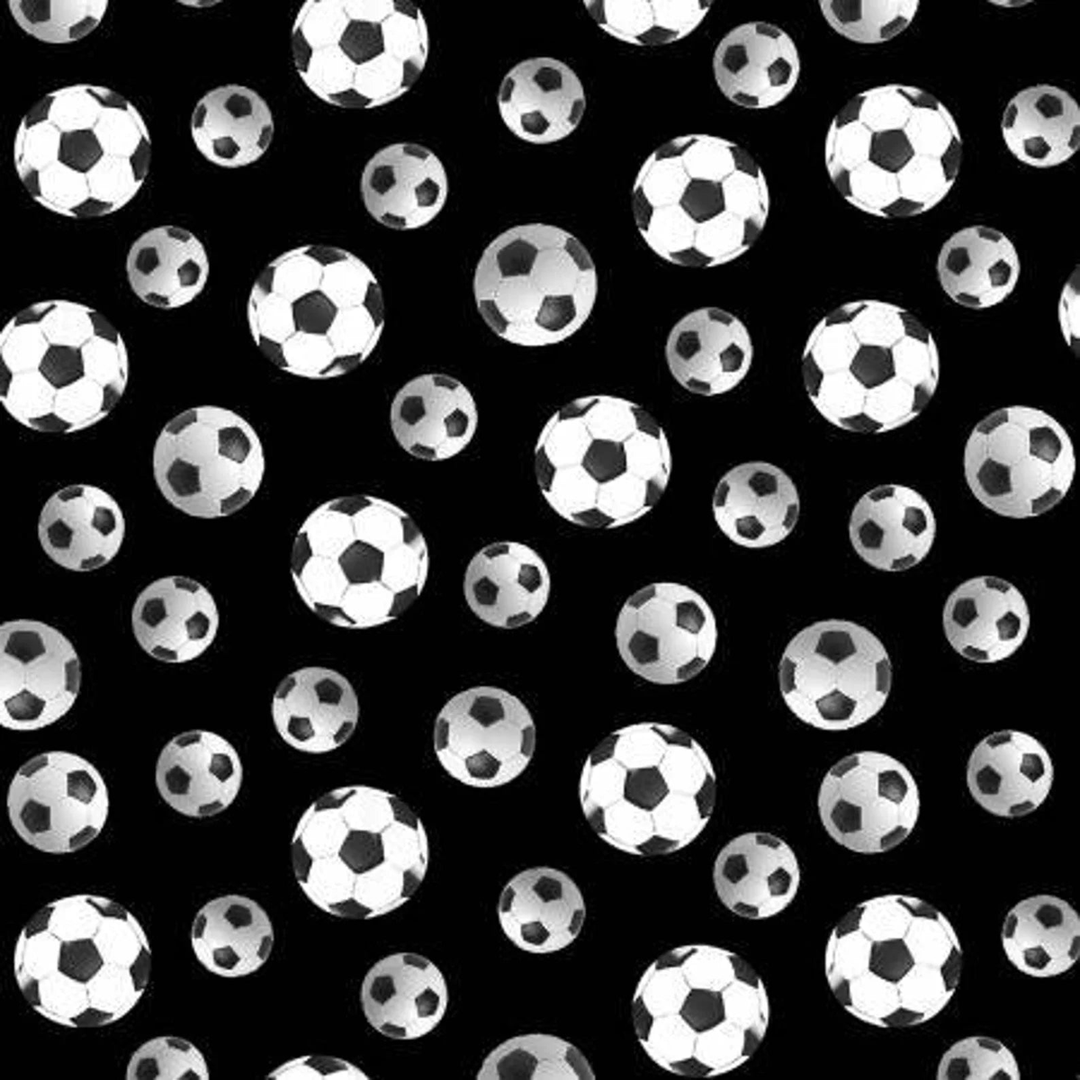 World Cup Soccer Balls Black Kanvas Benartex Cotton Fabric BE-12618-12 1/2