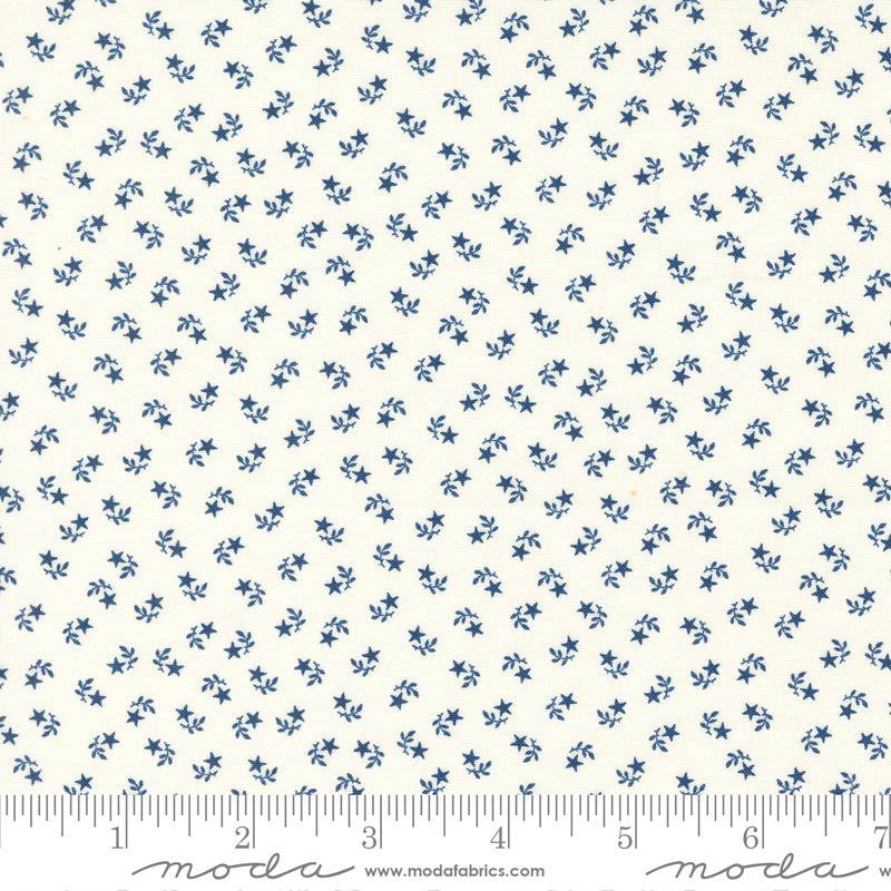 American Gatherings II Star Flower Dove Navy Blue Primitive Gatherings Moda Cotton Fabric 1/2