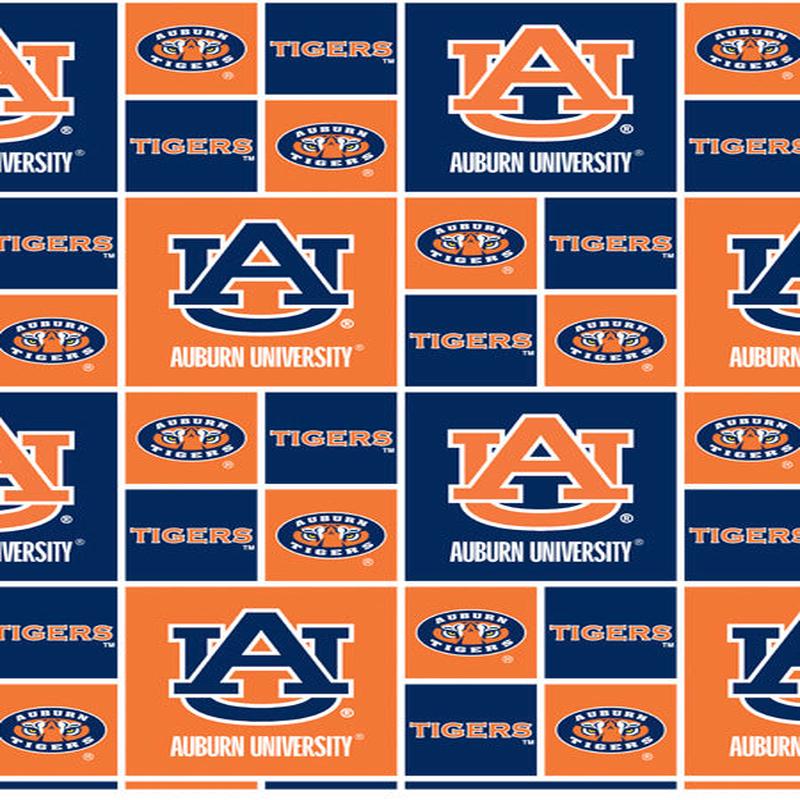 Auburn University Tigers NCAA College Box Sykel Cotton Fabric AU-020 1/2