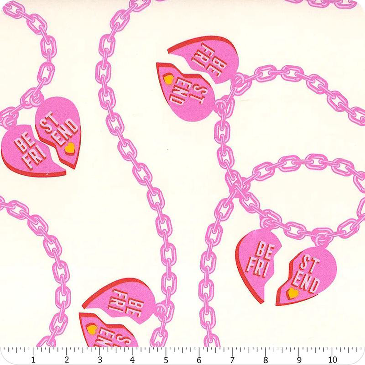 Besties 1088221 Wide Back Big Charmer Heart Chains Blossom Cream Tula Pink Free Spirit Cotton Fabric