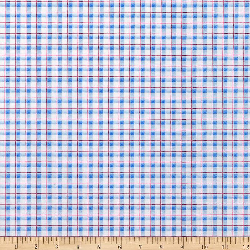 Trendy Meadow Small Plaid Blue and Red Henry Glass Cotton Fabric HG-9928-70