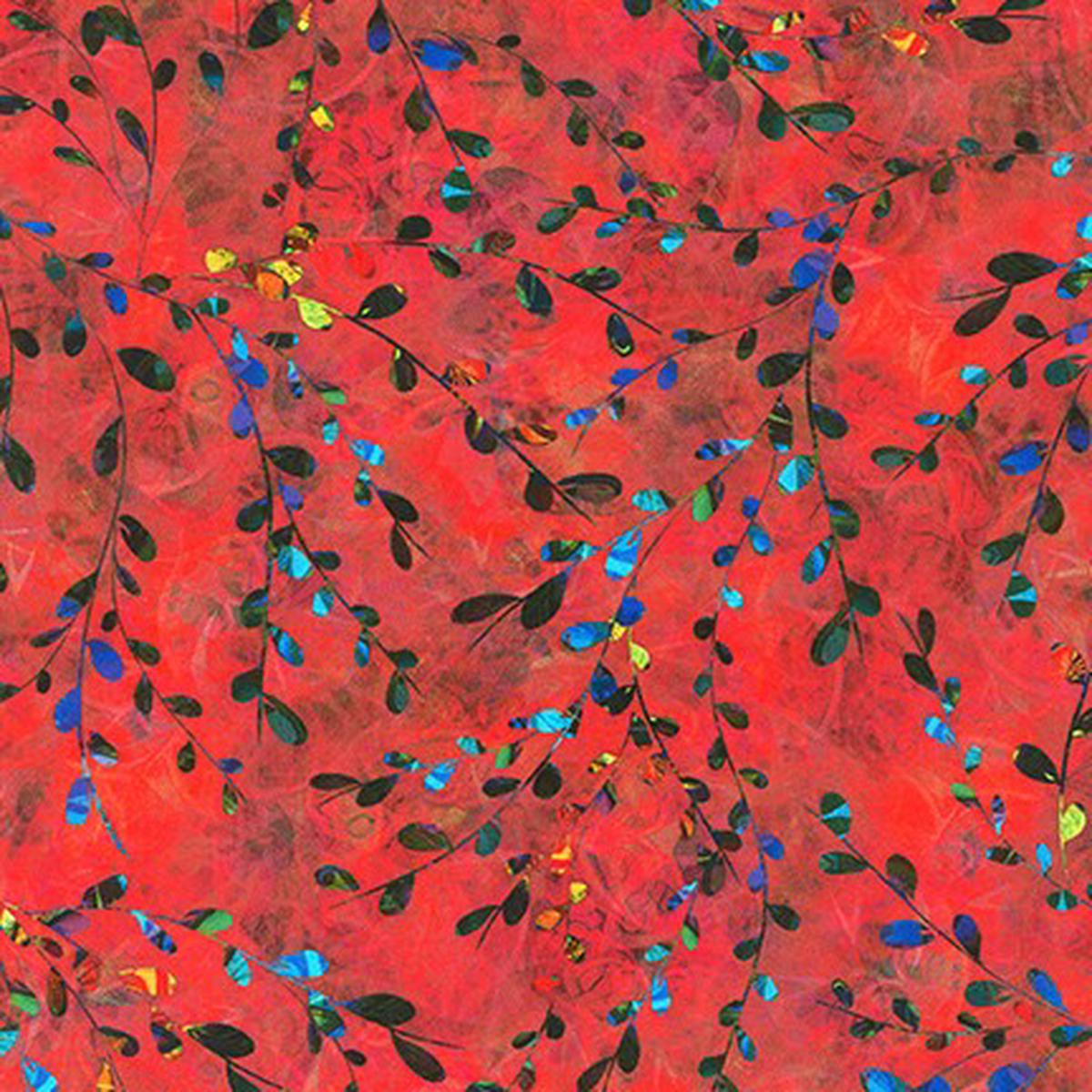 Venice Stained Glass Pussy Willow Red Christiane Marques Robert Kaufman Cotton Fabric RK-AQSD-19720-3 1