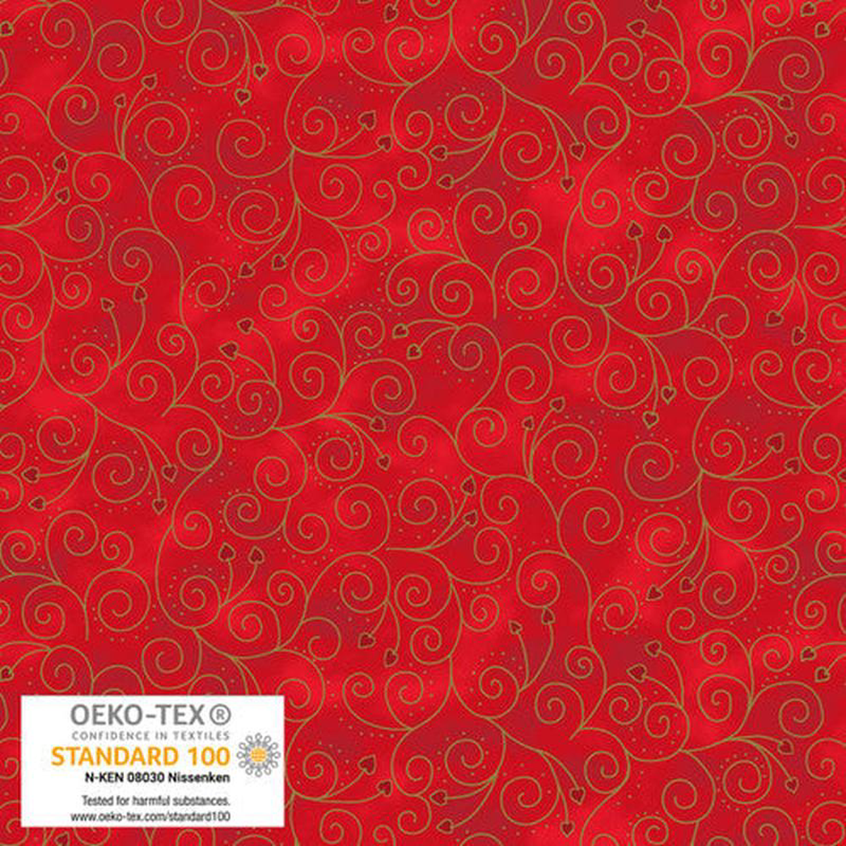 We Love Christmas Ornaments w Heart w Metallic Berry Gold STOF Blank Quilting Cotton Fabric BQ-4592M-413
