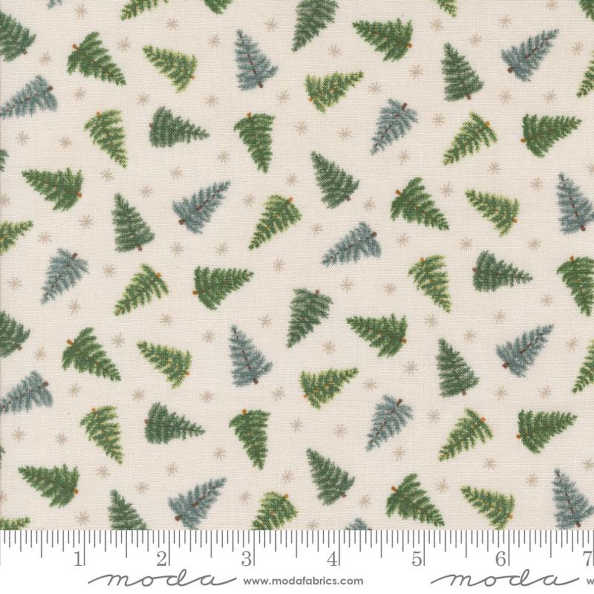 Winter Friends Tossed Trees Christmas Trees Snowflakes Snowy White Multi Deb Strain Moda Cotton Fabric MD-56136-11