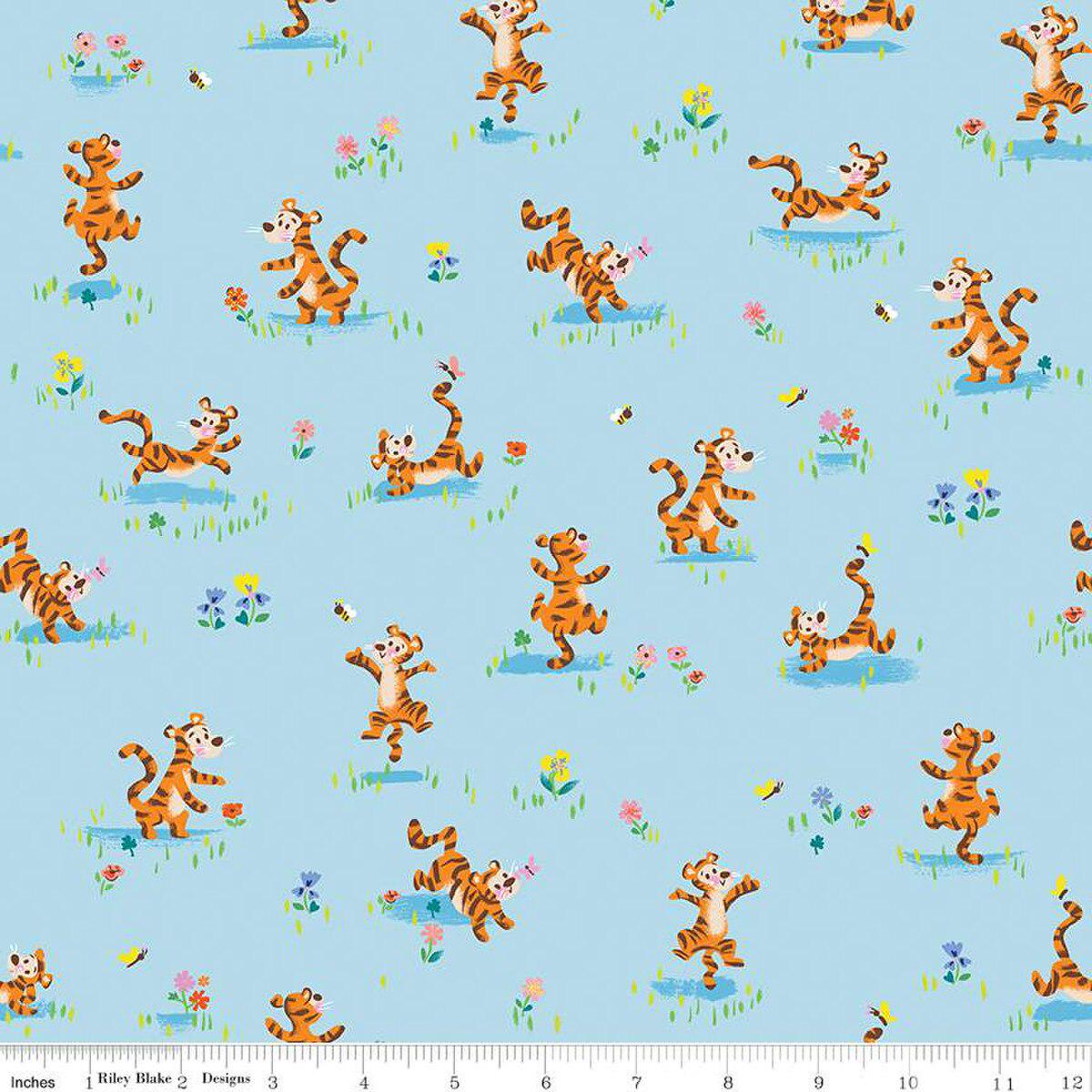 100 Aker Woods Tigger Bounce Sky Winnie the Pooh Jill Howarth Riley Blake Designs Cotton Fabric RB-C15173-SKY