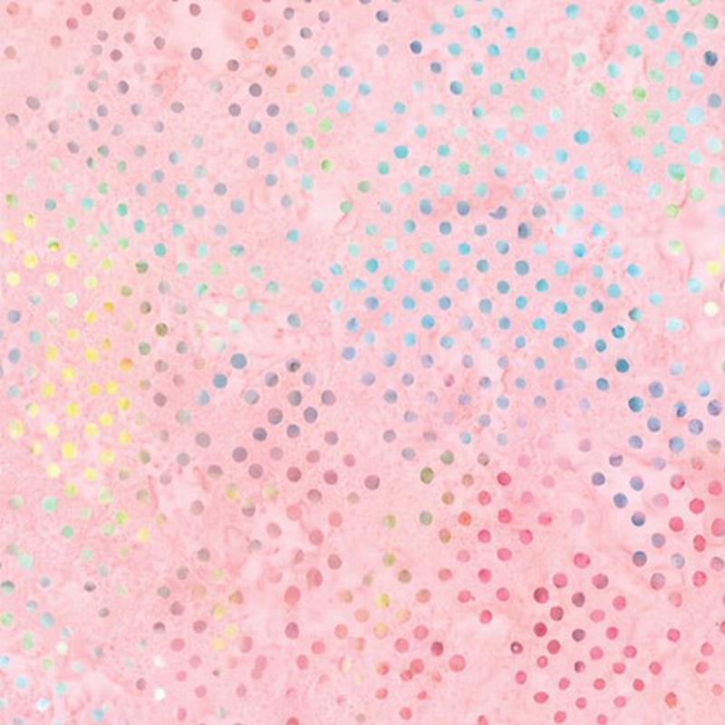 Bali Dot Craze Batik Diamond Dot Coral Pink Benartex Cotton Fabric BE-9280-24 1/2