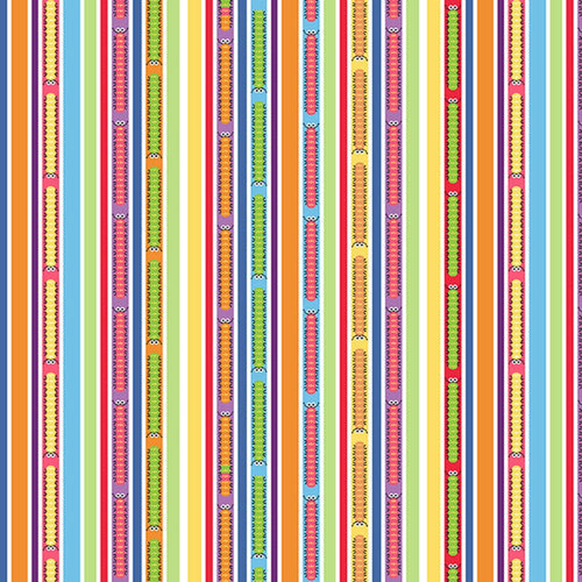 Bug, Bug, Bug Caterpillar Stripe Multi Tim Read for Henry Glass Cotton Fabric HG-3258-11