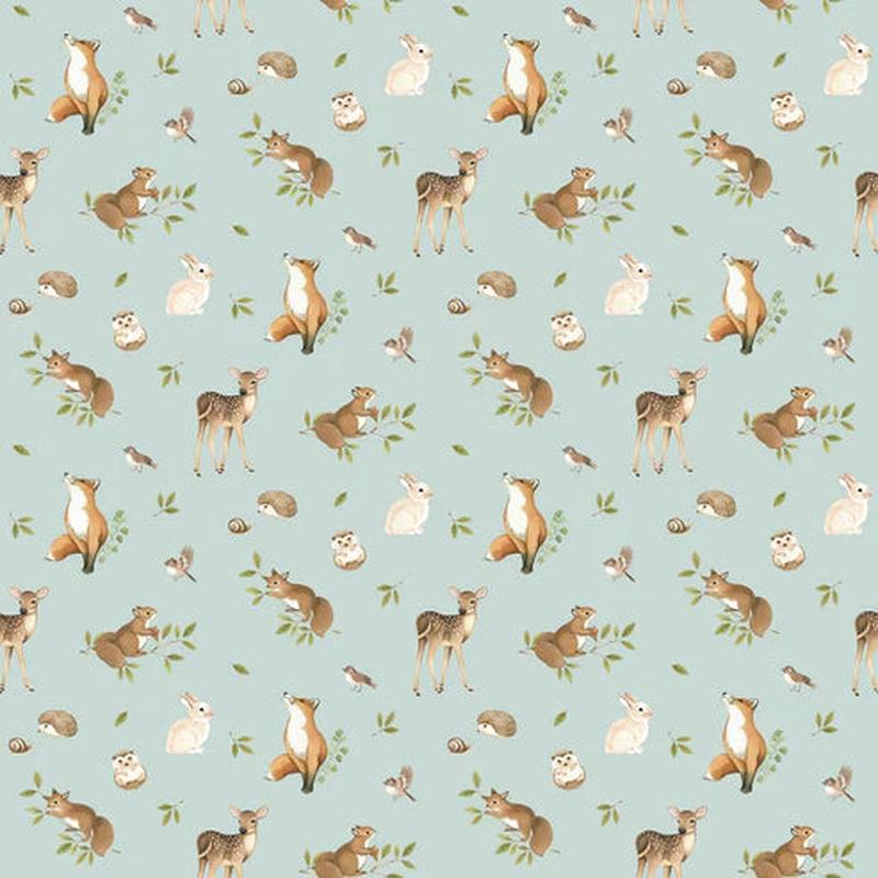 Woodland Heart Animals Blue Multi Deborah Edwards & Kathryn Christensen Northcott Cotton Fabric NC-DP28722-42