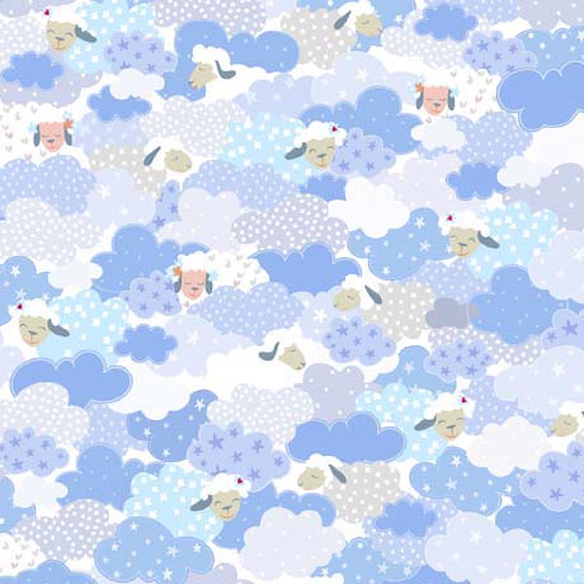 Sweet Sheeps Sheep Clouds White Turnowsky Quilting Treasures Fabrics Cotton Fabric 1/2