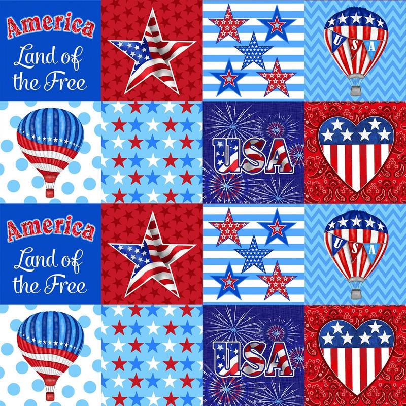 America Home of the Brave America Patriotic Patchwork Cotton Fabric