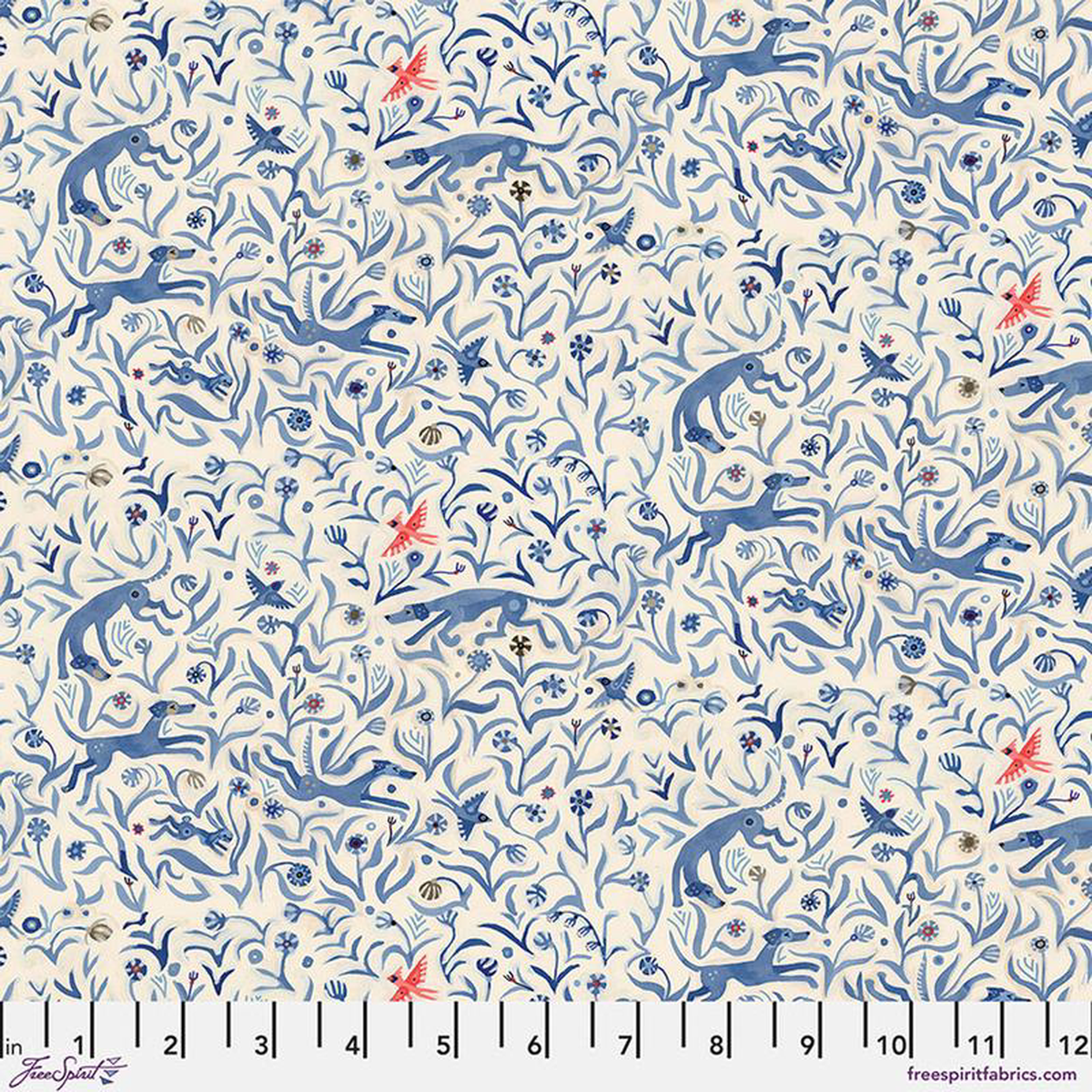 Backyard Wonder Meadow Cream Adam Trest Free Spirit Cotton Fabric FS-PWAT009CREAM