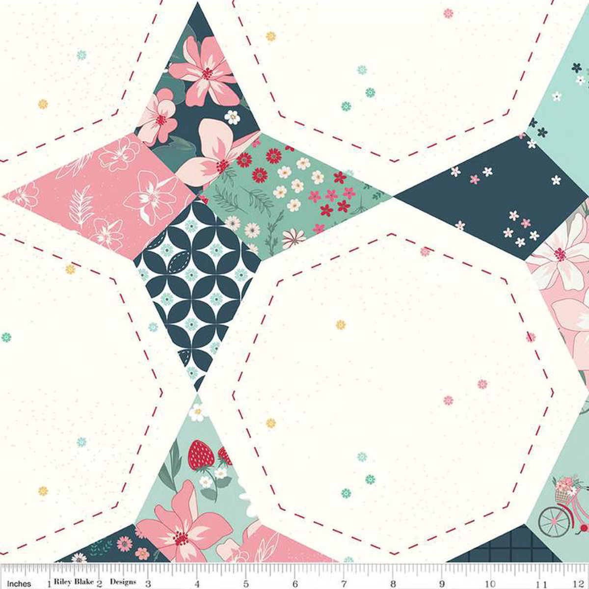 Berry Market 1088243 Wideback Star Multi Beverly McCullough Riley Blake Designs Cotton Fabric RB-WB15748-MULTI