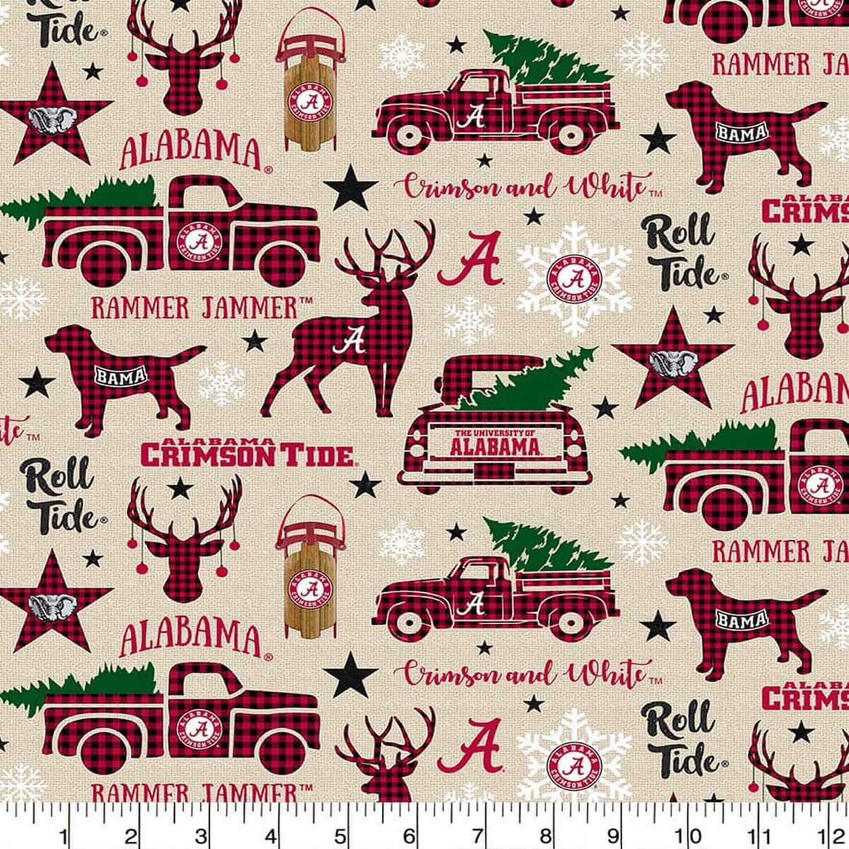 Alabama Crimson Tide Holiday Christmas design Cotton Fabric AL-1213