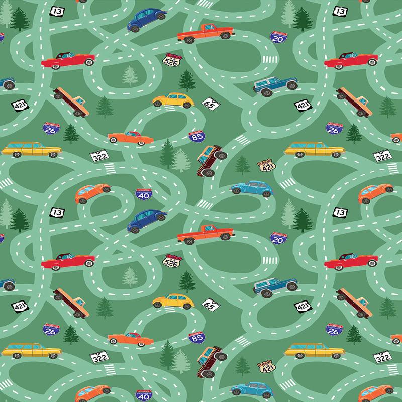All Carolinas Shop Hop 2023 Carolina Road Trip Green Benartex Cotton Fabric