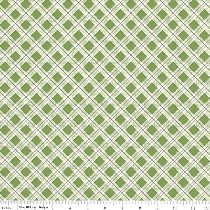 Bee Plaids Scarecrow Clover Green Lori Holt Riley Blake Designs Cotton Fabric RB-C12020-Clover