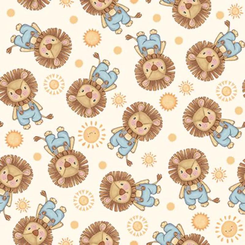 Boho Buddies Lions Yellow Sharon Kuplack Henry Glass Cotton Fabric HG-1713-44