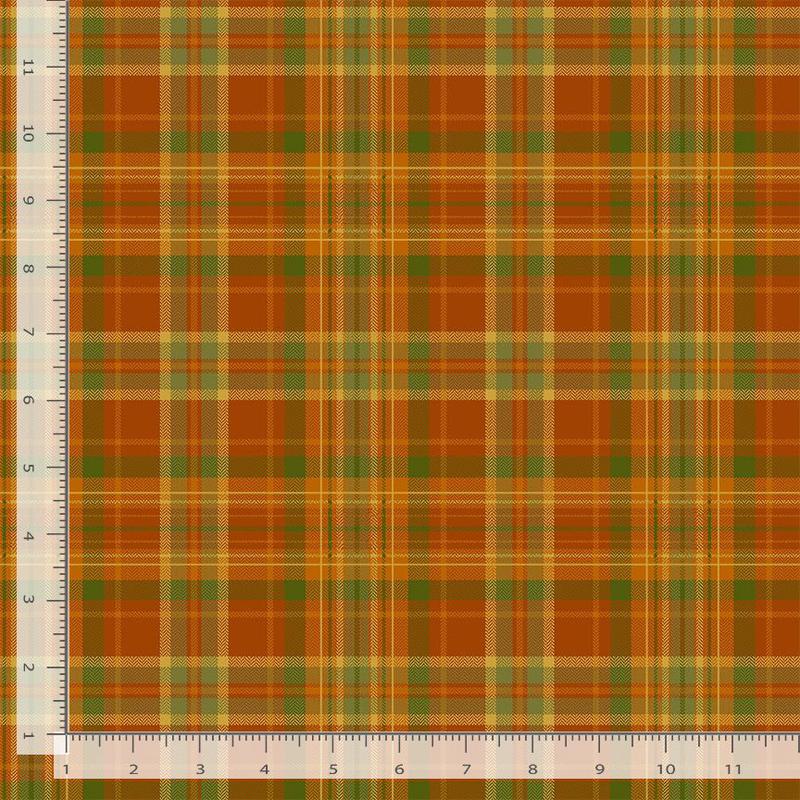 Thankful Tartan Plaids Metallic Pumpkin Orange Timeless Treasures Cotton Fabric TT-PLAID-CM2281-PUMPKIN
