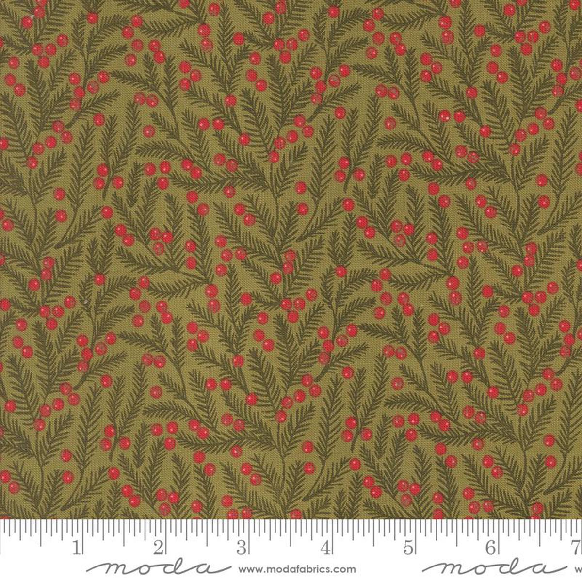 Berry and Pine Needles Blenders Sage Light Green Lella Boutique Moda Cotton Fabric MD-5243-12 1