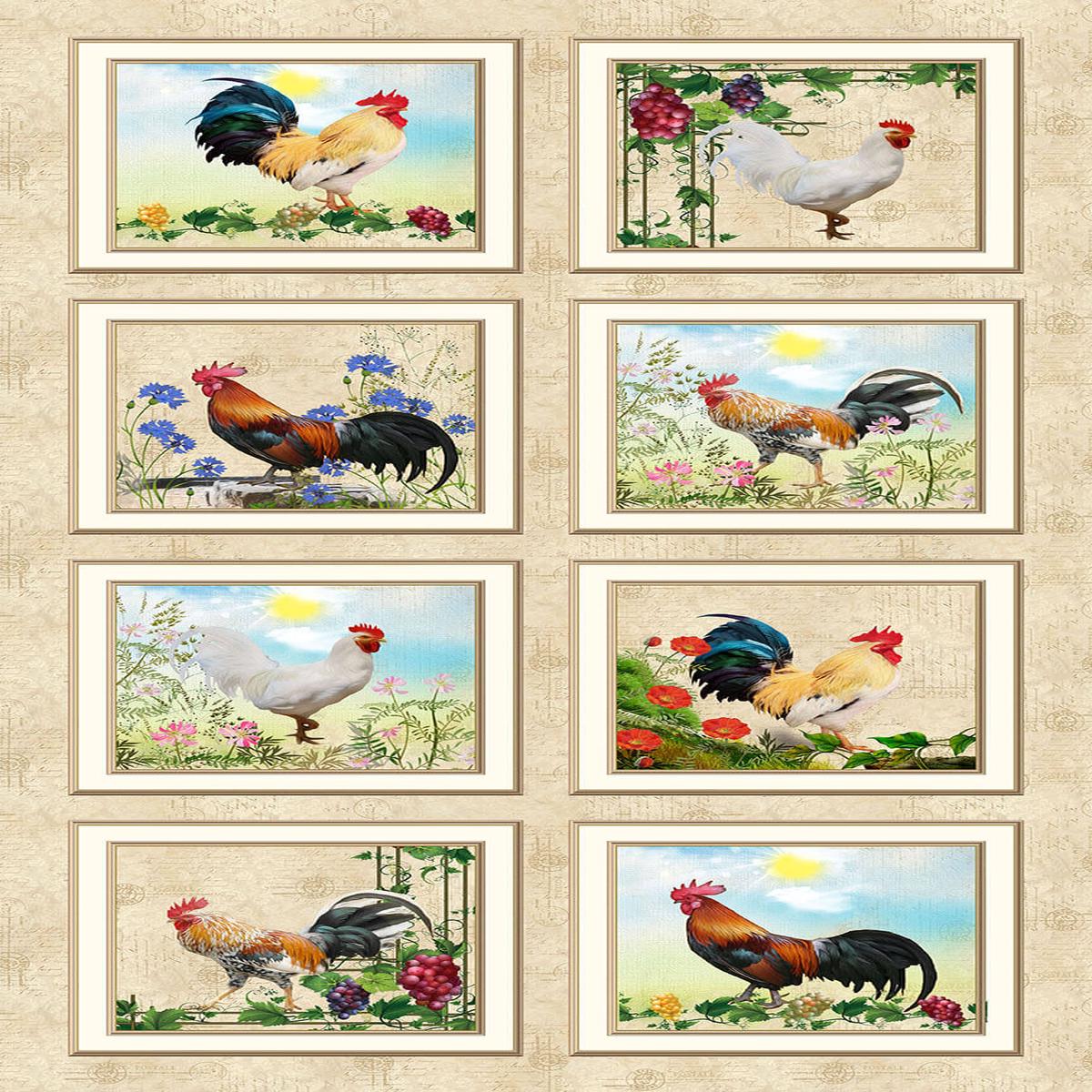 Break of Dawn Rooster Block Panel 24 Tan Sinead Jones Blank Quilting Cotton Fabric BQ-2613P-35 PANEL