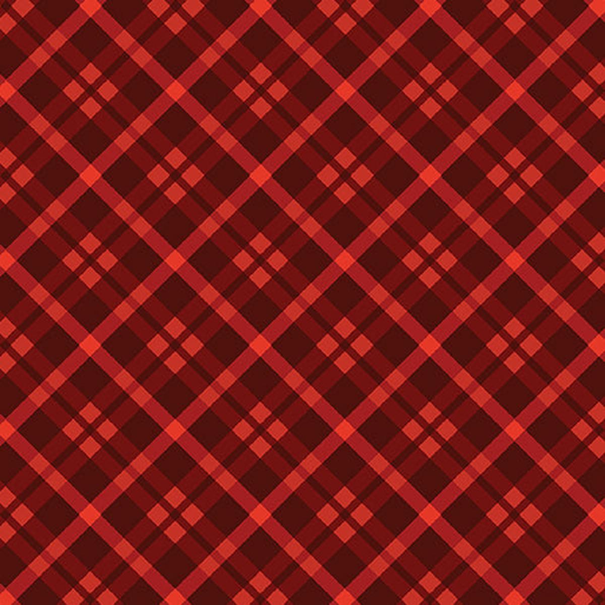 Autumn Cats Plaid Season Diagonal Red Peggy Collins Benartex Cotton Fabric BE-16770-10
