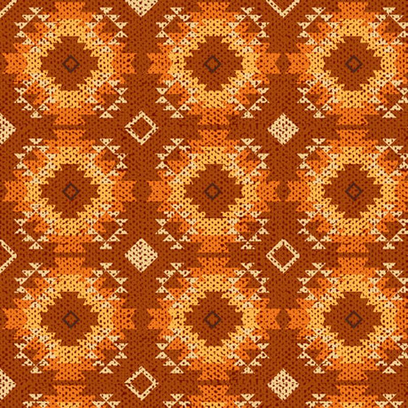 Spirits of the Wind Medallion Orange Carol Cavalaris Quilting Treasures Cotton Fabric 1/2
