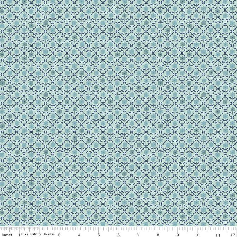 Bee Plaids Zinnia Lattice Cottage Blue Lori Holt Riley Blake Designs Cotton Fabric RB-C12024-Cottage